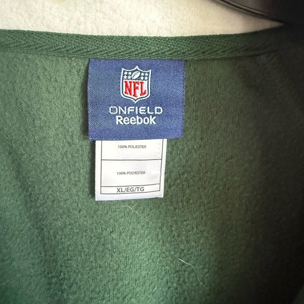 Men’s XL Green Reebok New York Jets NFL Long Sleeve Fleece Quarter Zip Pullover
